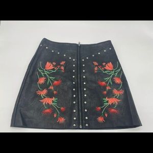 Fashion Nova Faux Leather Embroidery skirt small